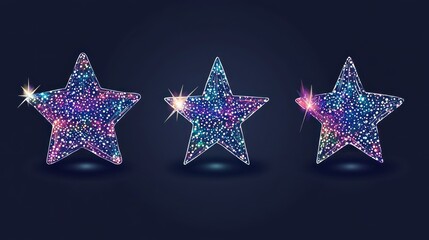 Obraz premium Glittery stars, dark backdrop, rating, design