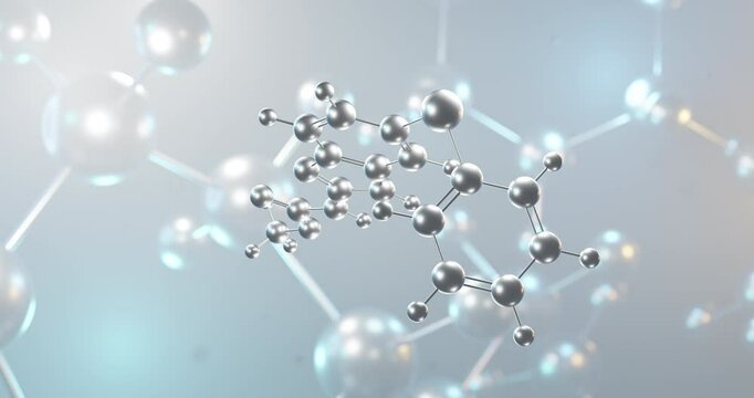 Fenbendazole rotating 3d molecule, molecular structure of anthelmintic agent, seamless video