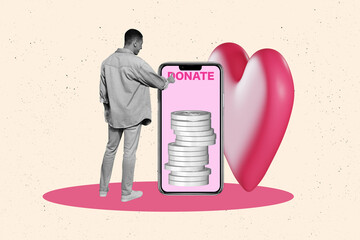 Sketch image design trend artwork collage of kindness charity relief donation society smartphone...