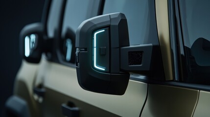 Illuminated Truck Mirror, Night Studio Shot