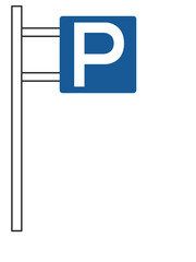 ポール付きのシンプル標識の単品イラスト　駐車可
