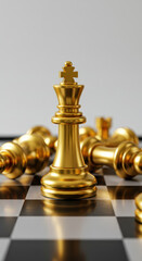 Golden King Triumphant: Chess Victory, Strategy & Success. Standing Tall Amidst Fallen Foes - Game Over!