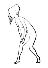 Female silhouette. Woman body outline icon. Girl figure in line style. Sign for wellness center, sport or beauty salon and spa. Vector isolated illustration