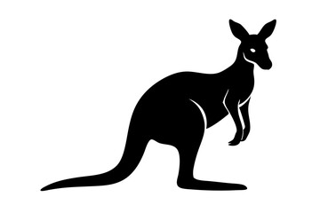 Silhouette Of A Standing Kangaroo Animal Wildlife Symbol Depicting Australian Native Fauna Isolated On White Background For Graphic Design Projects, kangaroo, silhouette, animal, wildlife, mammal