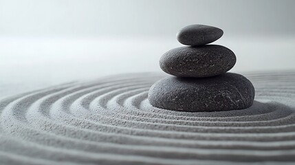 Tranquil Stones in Sand with Intricate Zen Garden Pattern