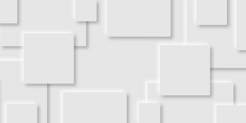 Abstract white rectangle shape geometric line background.Modern minimalist design, clean and elegant.gray paper squares in bright light with shadows.Paper texture background.