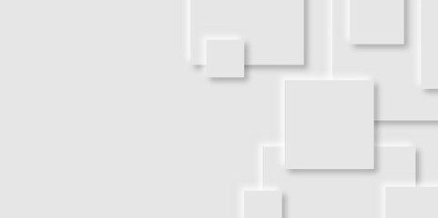 Abstract white rectangle shape geometric line background.Modern minimalist design, clean and elegant.gray paper squares in bright light with shadows.Paper texture background.