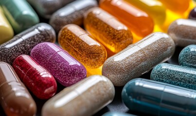 Assorted multivitamin supplements and colorful vitamin capsules arranged neatly, symbolizing a health-conscious lifestyle and nutritional support