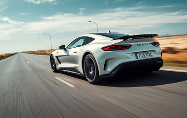 Naklejka premium A Dynamic Sports Car Speeding Down an Open Road