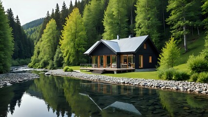Fototapeta premium house on the lake