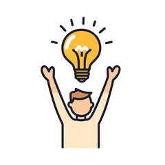 Fototapeta premium Person with a light bulb, leadership development icon isolated on transparent background