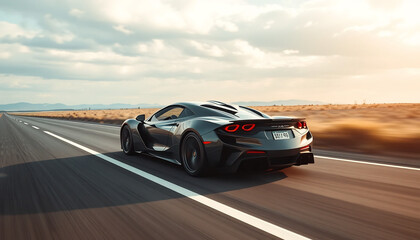 Fototapeta premium A Dynamic Sports Car Speeding Down an Open Road