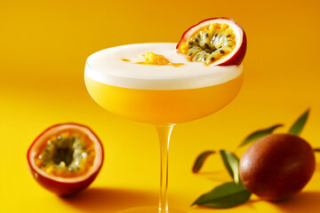creamy cocktail with passionfruit