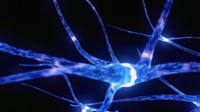 Glowing neural network with moving nerve impulses