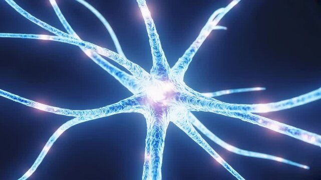 Glowing neuron transmitting nerve impulse