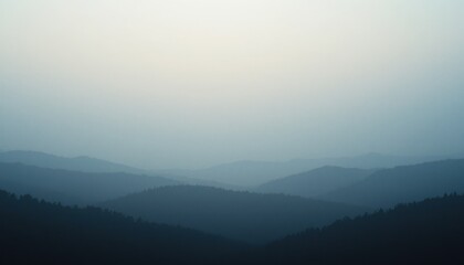 Fototapeta premium Misty mountain view at dawn serene landscape nature photography tranquil atmosphere wide angle peaceful wilderness