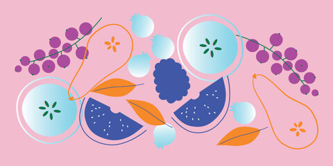 Summer fruits. Appetizing fruit and berries collection. 

