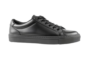 Isolated Black Leather Sneakers