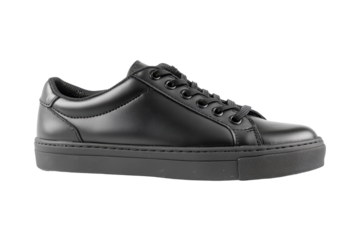 Isolated Black Leather Sneakers