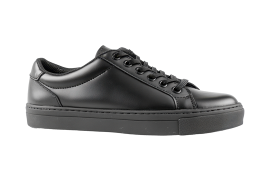 Isolated Black Leather Sneakers