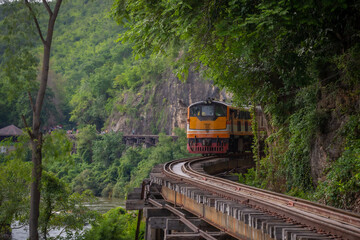The wonders of the Death Railway  crossing Kwai river have a history dating back to World War II  builted by soldier prisoners from western, Kanchanaburi Province