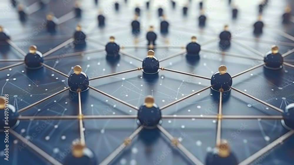 Poster conceptual visualization showcases intricate digital connections and dynamic data exchange across ne