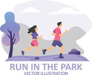 Run in the park vector illustration