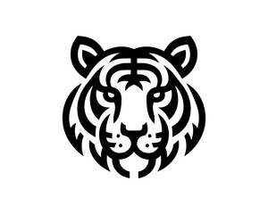 Clean Black and White Tiger Head Design