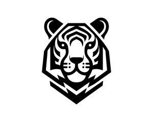 Tiger Head Vector Icon in Monochrome