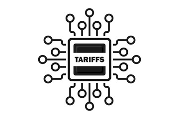 High-Tech control of semiconductor trade tariffs and export regulations, Vector illustration.