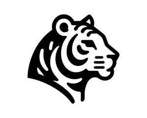 Iconic Black Tiger Face Logo Design