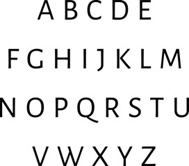 Modern Sans Serif Capital Letters Alphabet Chart in Minimalist Typeface for Typography, Design, and Educational Use
