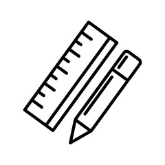 Ruler and Pencil flat vector icon in italic style. Simple solid symbol isolated on white background