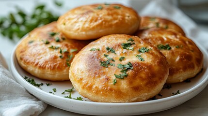 Delicious Kachori Served on White Ceramic Plate with Fresh Linen