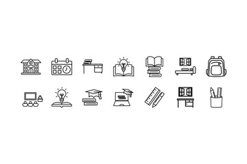 School icon set. Solid editable icons vector collection.