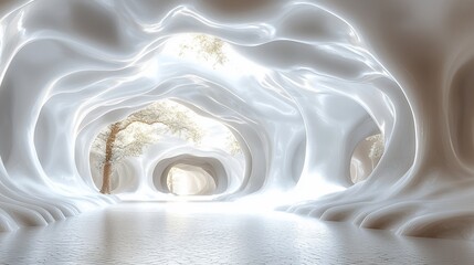 Organic White Tunnel Interior Futuristic Design