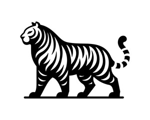 Obraz premium Minimalist Black and White Tiger Full Body Logo