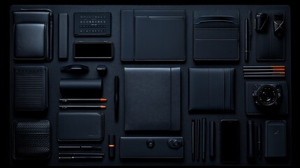 Organized Dark Gray and Black Office Supplies and Accessories