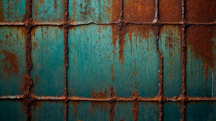 Rusty metal surface with peeling blue paint. Natural background texture.