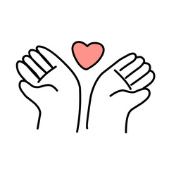 vector illustration icon of Hands Holding a Heart