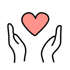 vector illustration icon of Hands Holding a Heart