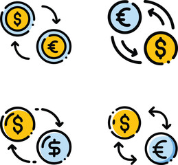 Obraz premium Currency Exchange Icons, Dollar and Euro