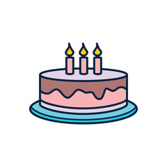 birthday cake icon, flat, design, vector, illustrations, education, style, trendy, collections