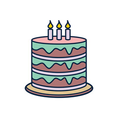 birthday cake icon, flat, design, vector, illustrations, education, style, trendy, collections