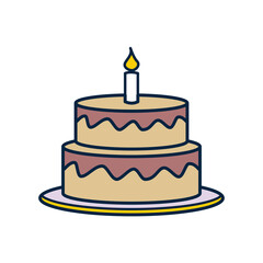 birthday cake icon, flat, design, vector, illustrations, education, style, trendy, collections