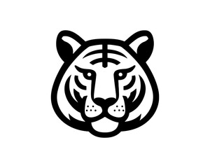 Black and White Tiger Head Silhouette Logo