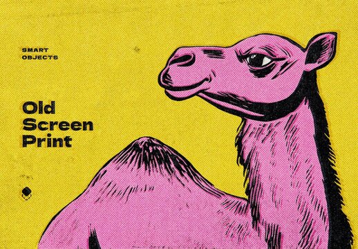  Old Screen Print Design Template Mockup