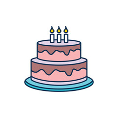 birthday cake icon, flat, design, vector, illustrations, education, style, trendy, collections