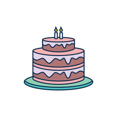 birthday cake icon, flat, design, vector, illustrations, education, style, trendy, collections