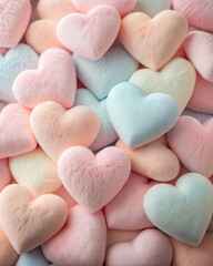 Obraz premium Colorful Fluffy Heart-Shaped Plushies